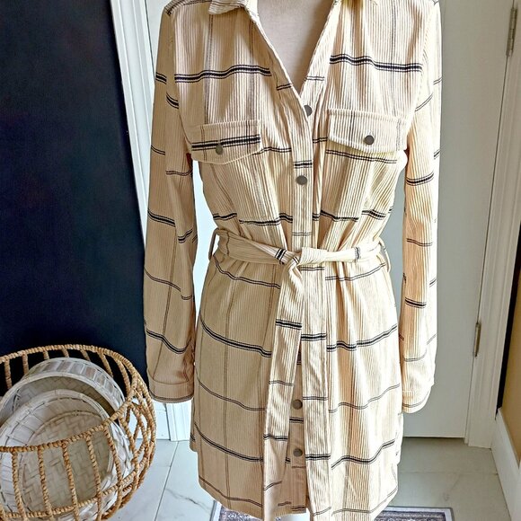 NEW! PLAID BELTED SHACKET DRESS SZ L - Picture 1 of 6